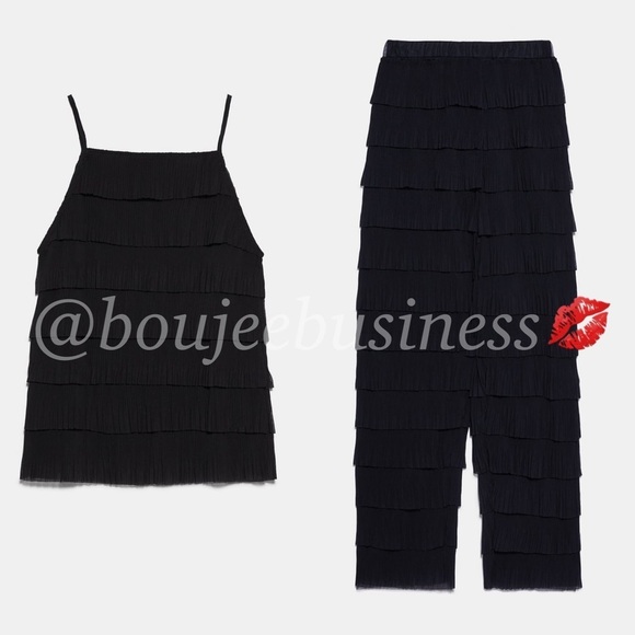ZARA BNWT Ruffled Top + Pants 2pc Coord Set - Picture 4 of 4